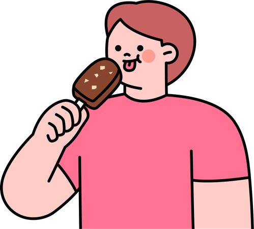 Boy eats chocolate ice cream  Illustration