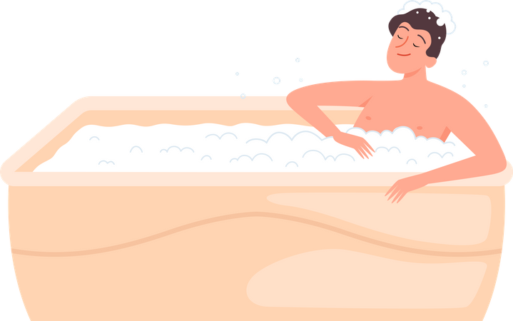 Boy enjoy bath  Illustration