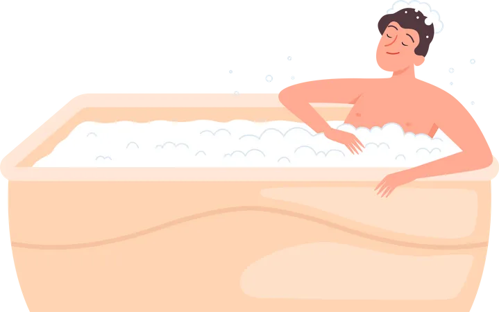 Boy enjoy bath  Illustration