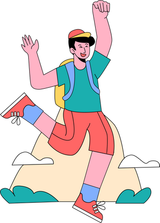 Boy enjoy hiking  Illustration