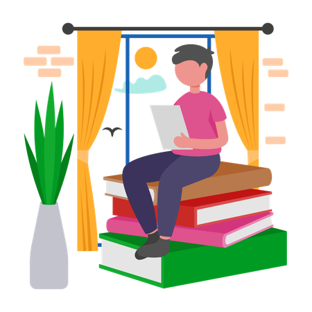 Boy Enjoy hobbies after work  Illustration