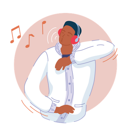 Boy enjoy listening music  Illustration