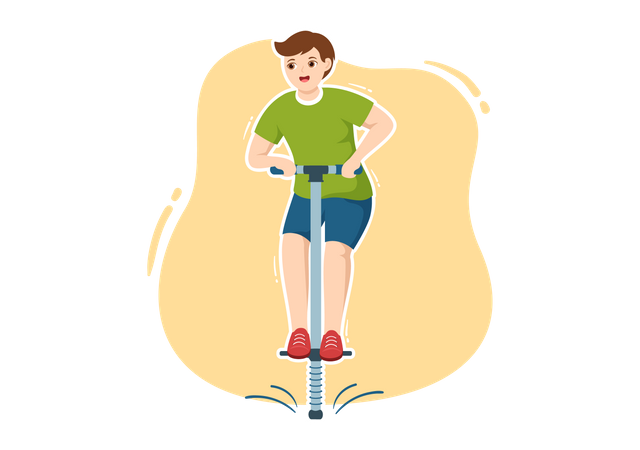 Boy enjoy Pogo Stick  Illustration