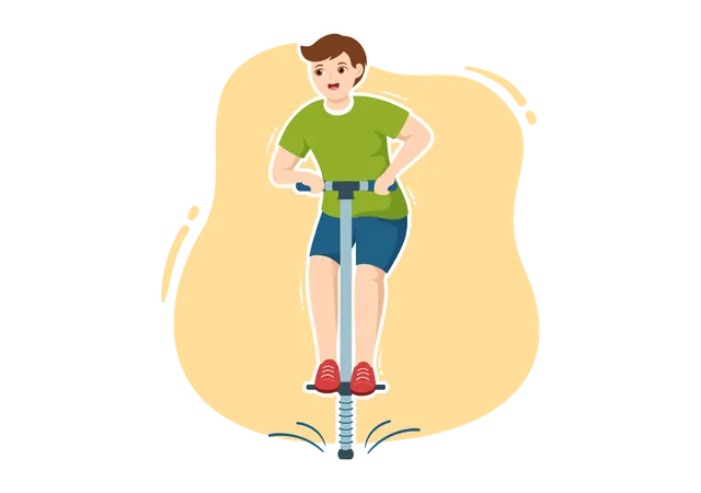 Boy enjoy Pogo Stick  Illustration