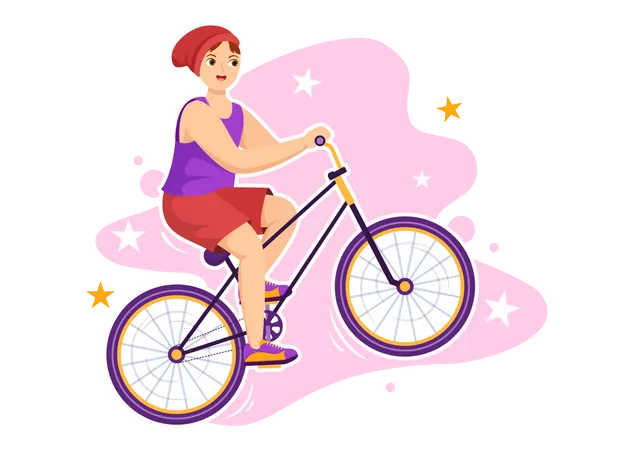 Boy enjoy riding BMX bicycle Illustration