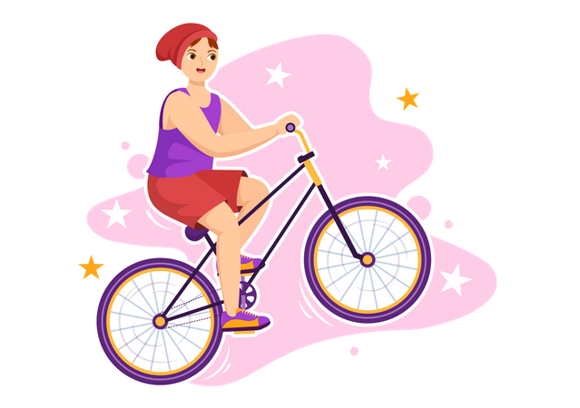 Boy enjoy riding BMX bicycle  Illustration