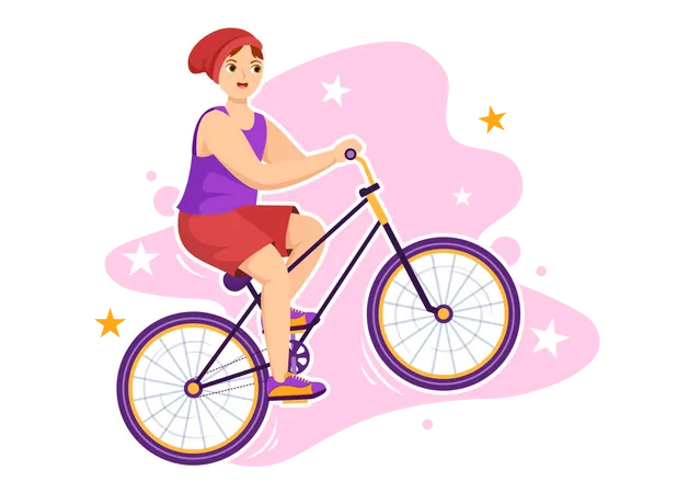 Boy enjoy riding BMX bicycle  Illustration