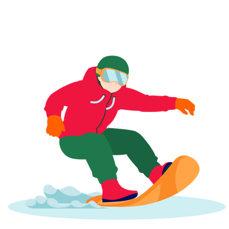 Boy enjoy skiing  イラスト