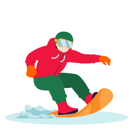 Boy enjoy skiing  イラスト