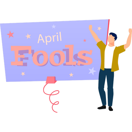 Boy enjoying April fools day  Illustration