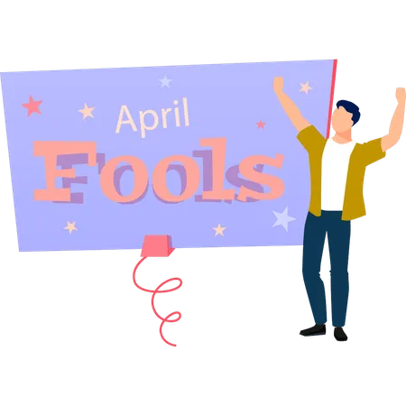 Boy enjoying April fools day  Illustration