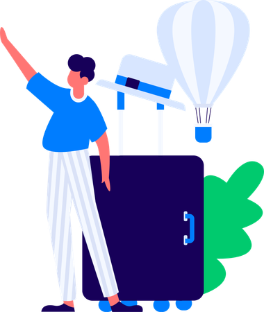 Boy enjoying at global tour  Illustration