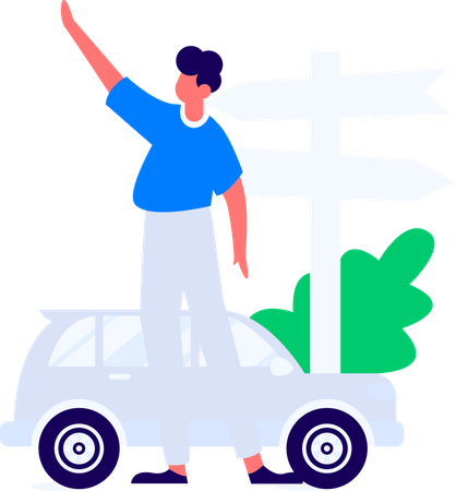 Boy enjoying at global tour  Illustration