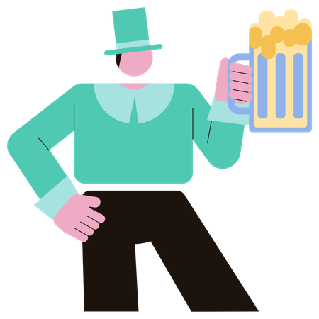 Boy enjoying Beer Party  Illustration