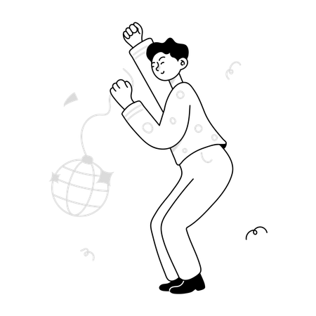 Boy enjoying Disco party  Illustration