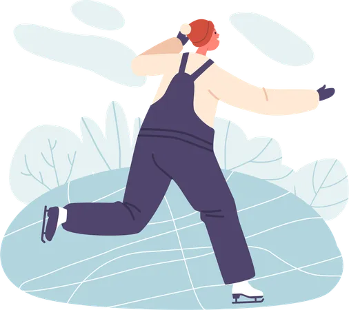Joyful Child Glides On The Glistening Ice Rink Laughter Echoing Amidst Twirls And Spins Winter Wonder Captured In The Pure Delight Of A Young Skater Dance On Ice Cartoon People Vector Illustration Illustration