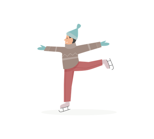 Boy enjoying ice skating  Illustration