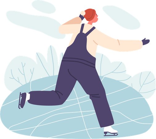 Boy enjoying ice skating  Illustration