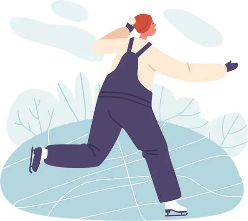 Boy enjoying ice skating  Illustration