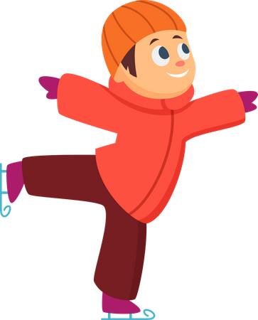 Boy enjoying ice skating  Illustration