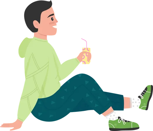 Boy enjoying lemonade drink  Illustration