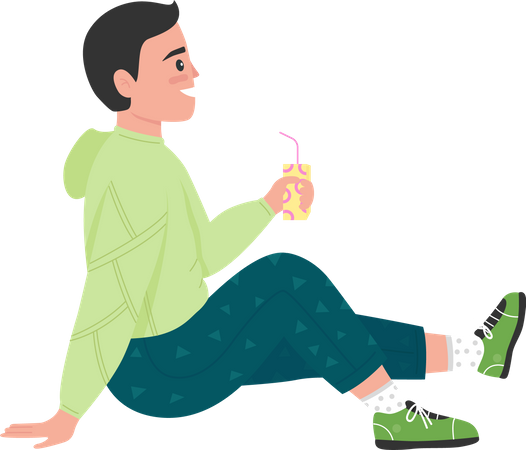 Boy enjoying lemonade drink  Illustration