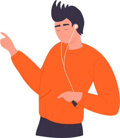 Boy enjoying music  Illustration