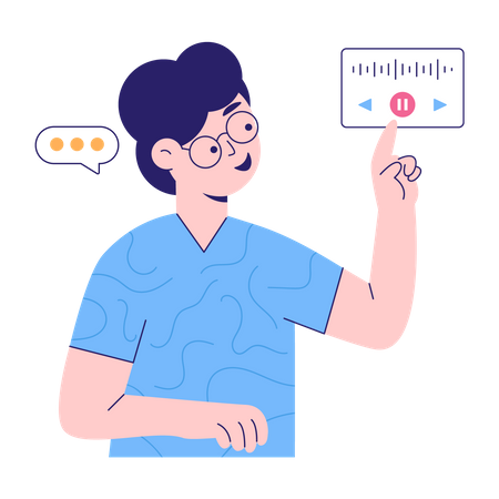 Boy Enjoying Podcast  Illustration