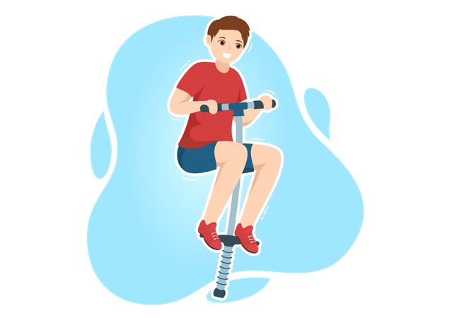 Boy enjoying Pogo Stick  Illustration