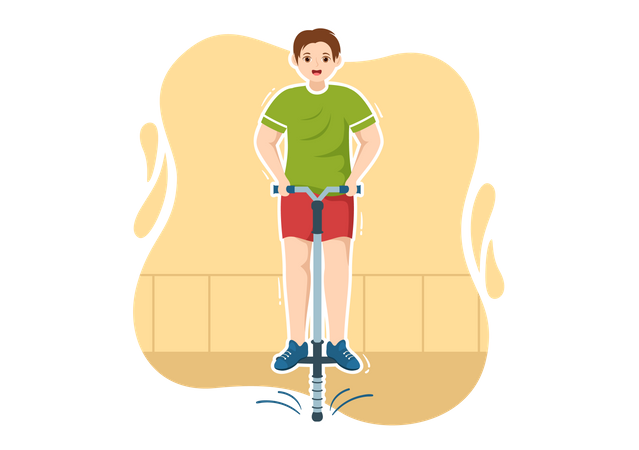 Boy enjoying Pogo Stick  Illustration