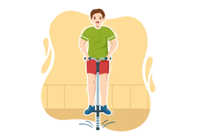 Boy enjoying Pogo Stick  Illustration