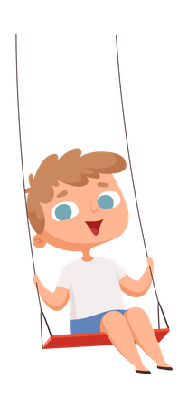 Boy enjoying rope swing  Illustration