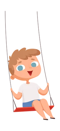 Boy enjoying rope swing  Illustration