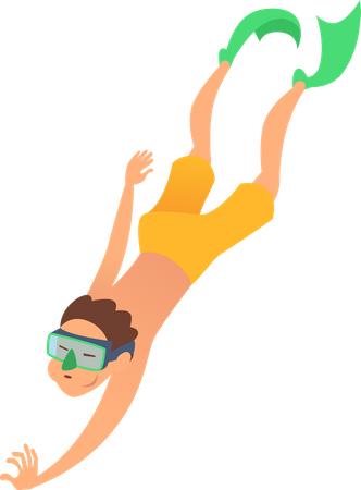 Boy enjoying scuba diving Illustration