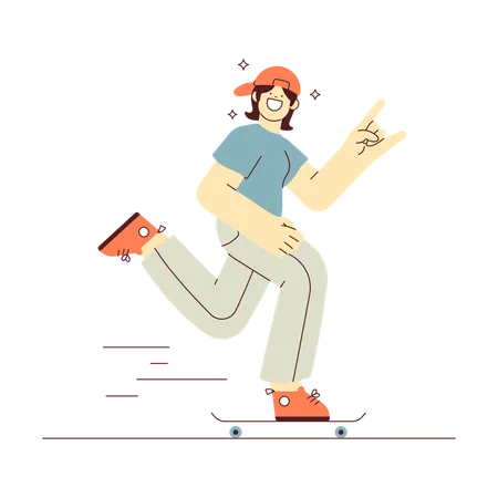 Boy enjoying Skateboard  Illustration