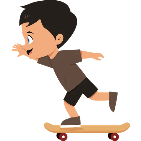 Boy enjoying Skateboarding  Illustration