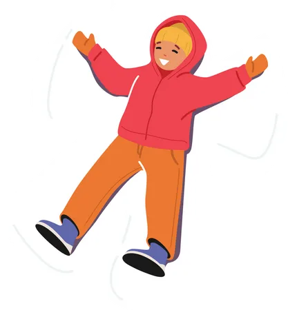 Boy enjoying snow  Illustration