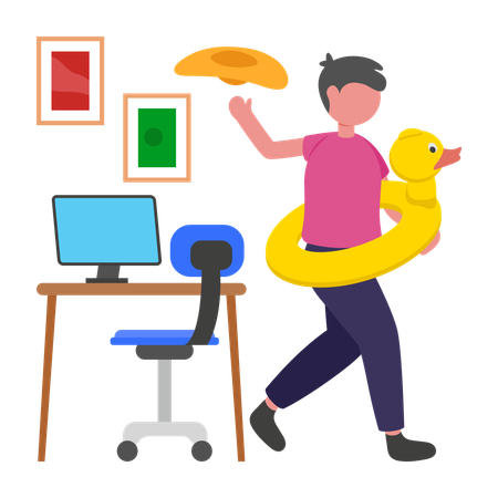 Boy enjoying Summer Vacations  Illustration