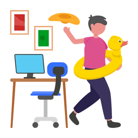 Boy enjoying Summer Vacations  Illustration