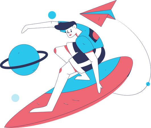 Boy enjoying surfing ride  Illustration