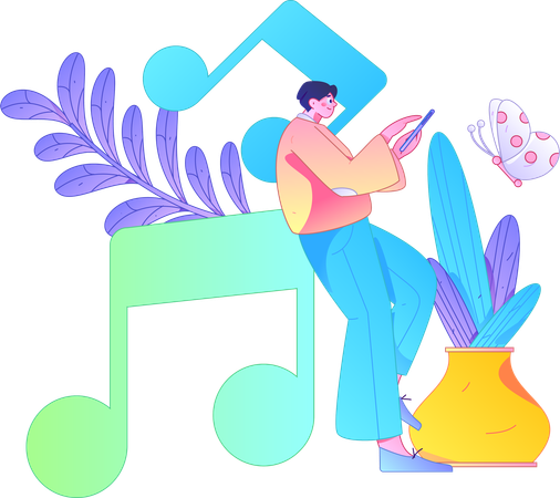 Boy enjoying their musical journey  Illustration