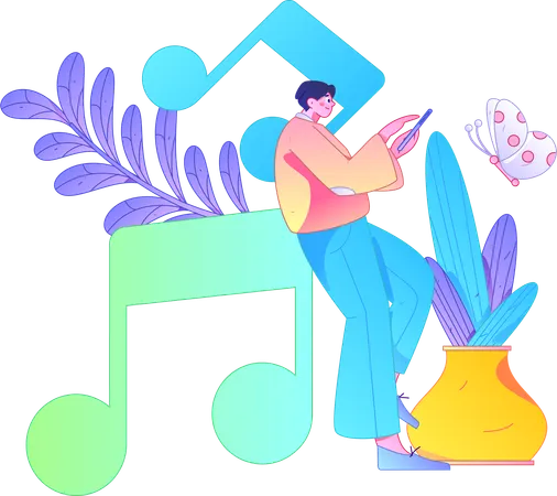 Boy enjoying their musical journey  Illustration