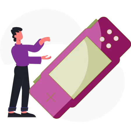 Boy  enjoying video game  Illustration