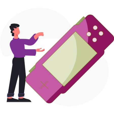 Boy enjoying video game Illustration