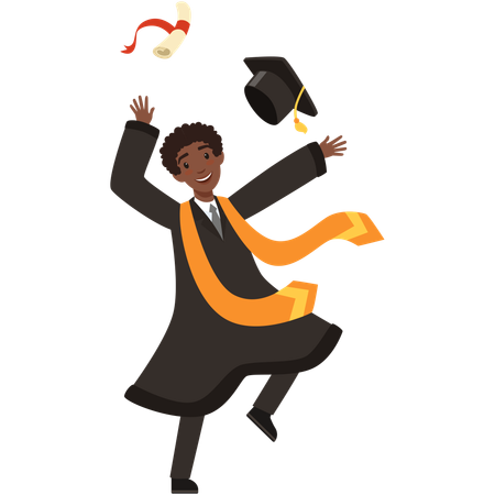 Boy enjoys in graduation ceremony  Illustration