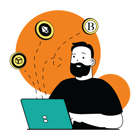 Boy Exchange Crypto  Illustration