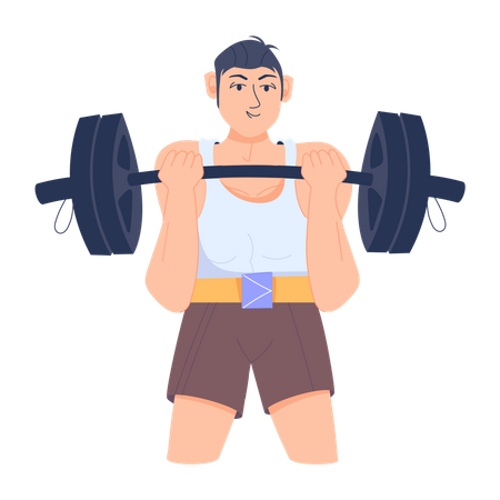 Boy exercise with dumbbell for arms  Illustration