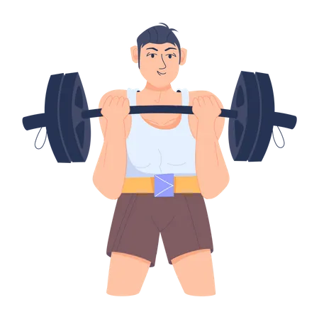 Boy exercise with dumbbell for arms  Illustration