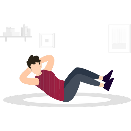 Boy exercising at home  Illustration
