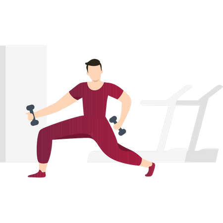 Boy exercising with dumbbells  Illustration